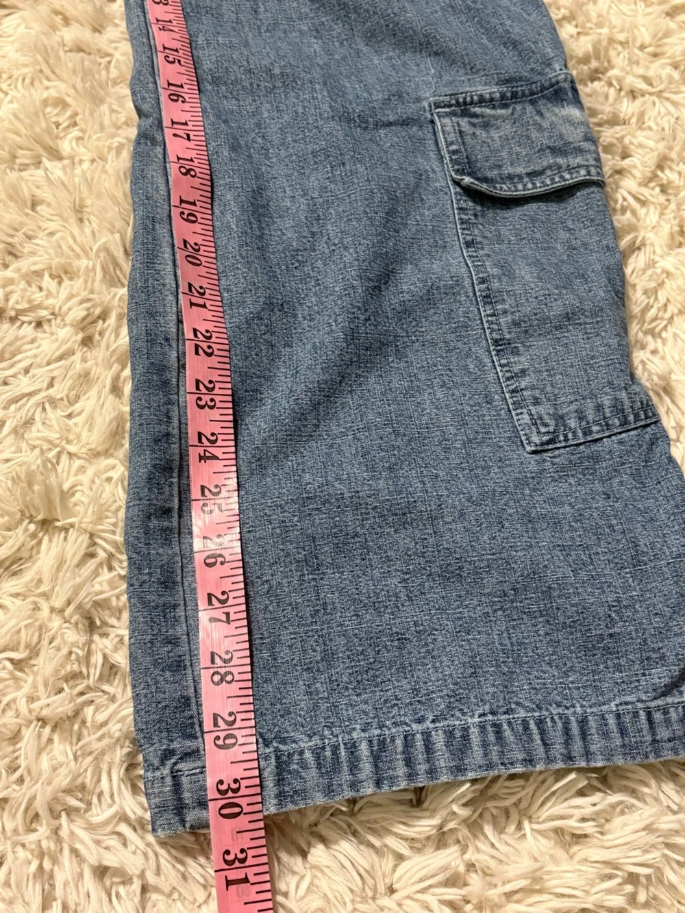 VTG Spiegel High Rise Cargo Jeans Medium Wash Relaxed Wide Leg Utility Y2K